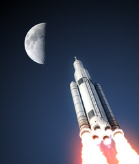 Wall Mural - space launch system and moon