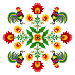 Plakat wzór wieś kwiat polen symetryczne