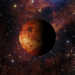 Wall Mural - solar system planet venus on nebula background 3d rendering. elements of this image furnished by nas