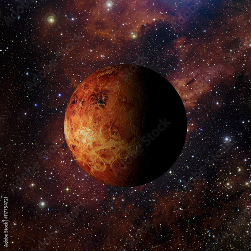 Fotografie, Obraz Solar system planet Venus on nebula background 3d rendering