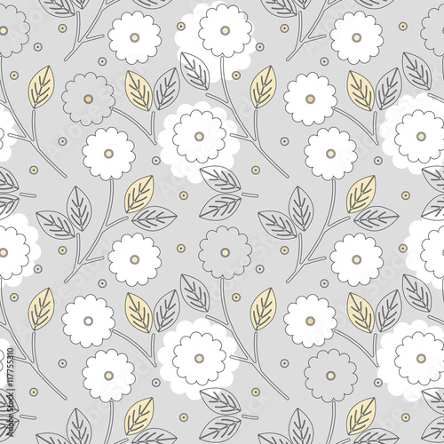 Naklejka na szafę Beautiful seamless pattern with flowers and leaves