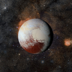 Wall Mural - solar system planet pluto on nebula background. elements of this