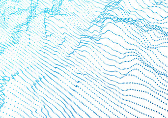 Poster - abstract 3d rendering of waves with particles on white background. futuristic background with lines 