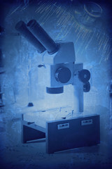 Wall Mural - microscope in laboratory closeup