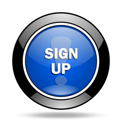 Poster - sign up blue glossy icon