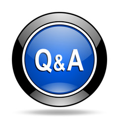Poster - question answer blue glossy icon