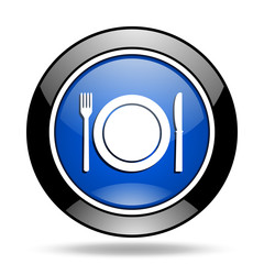 Aufkleber - restaurant blue glossy icon