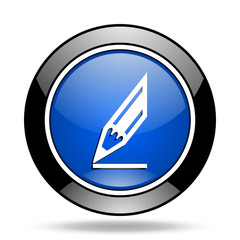 Poster - pencil blue glossy icon