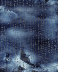 Abstract background with golden mystic symbols on gray