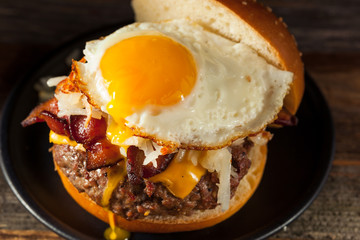 Wall Mural - Homemade Breakfast Cheeseburger with Bacon