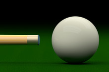 Cue Aiming Cue Ball Or White Ball, 3D Rendering