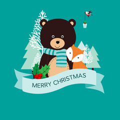 Wall Mural - Cute Christmas card