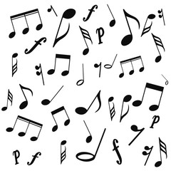 Poster - musical symbols, musical notes, treble clef, vector, on a white background. vector illustration pattern for website design or print