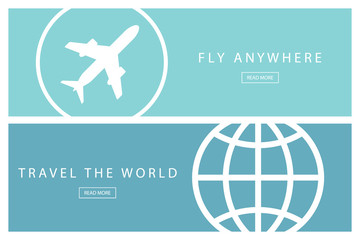 Poster - Set of flat design travel concepts. Travel the world and Fly anywhere. Presentation templates. Vector illustration.