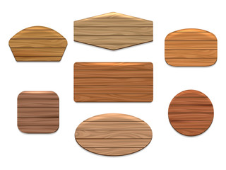 Wall Mural - vector wood signs or wooden boards on white background