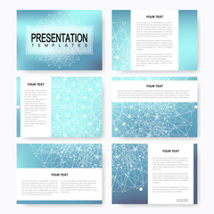 Poster - Set of vector templates for multipurpose presentation slides. Brochure, Leaflet, flyer, cover, magazine or annual report. Modern business, science, medicine design. Abstract background with mandala.