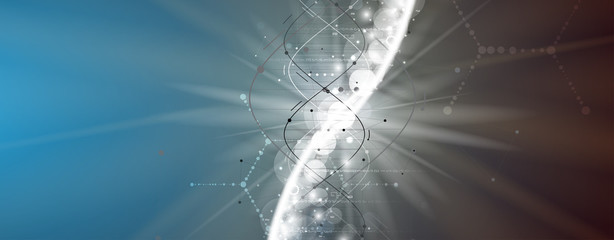 Wall Mural - dna and medical and technology background. futuristic molecule structure presentation