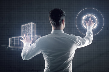 Poster - Man managing digital construction project