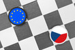 Draughts (Checkers) - European union vs Czech republic - tension and conflict between EU and Visegrad four state ( sovereignty, mini Schengen, euroscepticism, referendum on leaving union )