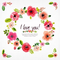 Sticker - Watercolor floral wreath 