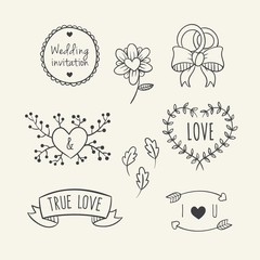 Sticker - Hand drawn floral elements for wedding 