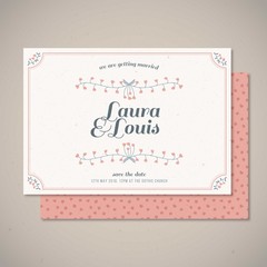 Sticker - Cute wedding invitation with flowers ornaments