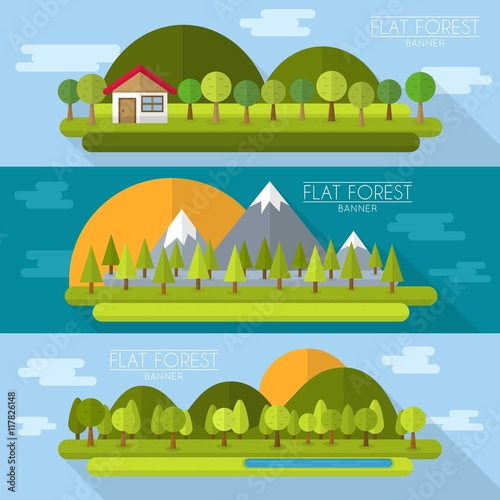 Variety Of Flat Forest Banners Buy This Stock Vector And Explore