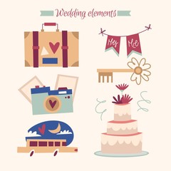 Sticker - Hand drawn vintage wedding accesories