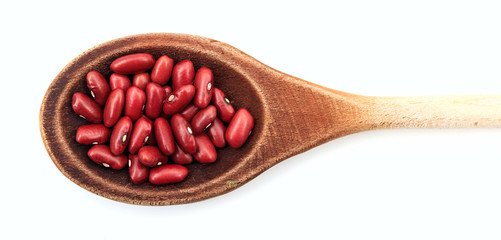 Sticker - Raw red beans in a wooden spoon