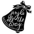 Jingle bells lettering in bell silhouette, Christmas design element
