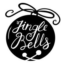 Jingle Bells Lettering In Bell Silhouette, Christmas Design Element