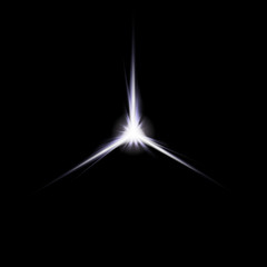 Wall Mural - bright space object with three powerful light beams.