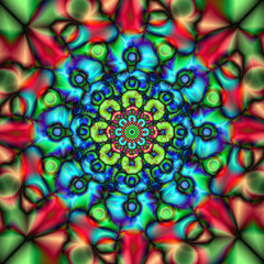 Wall Mural - Abstract colorful kaleidoscope. Circle mandala ornament. Vector graphic design.