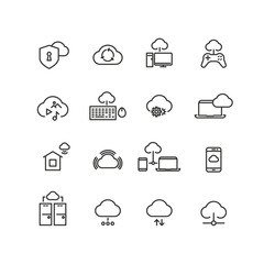 Poster - cloud computing line vector icons