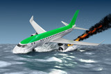 Catastrophe - Crash of Passenger plane . 3D illustration.  My own plane design.