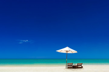 Umbrellas and sunbeds on the beach