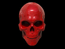 Red Metallic Skull - 3D Illustration