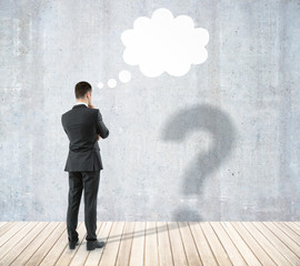 Poster - Man with question and thought cloud