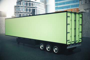 Poster - Sideview of green semi-trailer