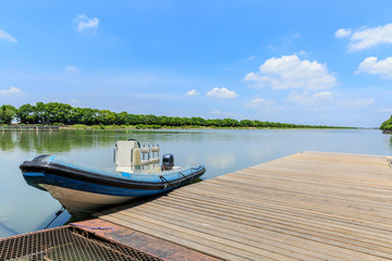 Naklejka na meble Yacht moored at the dock