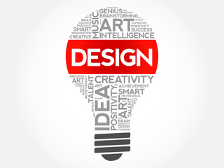 Poster - Design bulb word cloud collage, concept background