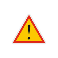 Poster - Hazard warning attention sign with exclamation mark icon in flat style on a white background