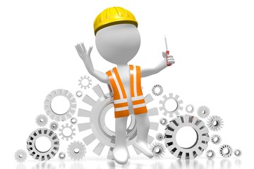 3D worker with a screwdriver