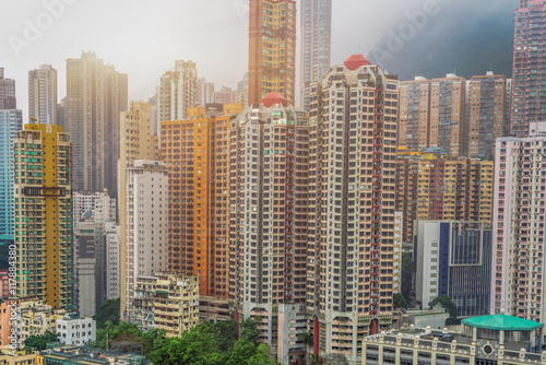 Photo highrise residential apartments in the morning ,hong kong,china.