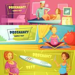 Wall Mural - Pregnancy 3 Horizontal Retro Banners Set 