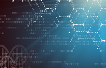 Wall Mural - dna and medical and technology background. futuristic molecule structure presentation