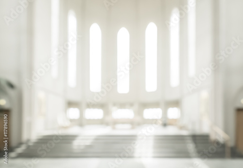 Fotomural bokeh interior of modern lutheran, christian church