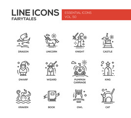 Wall Mural - Fairy Tales- flat design line icons set