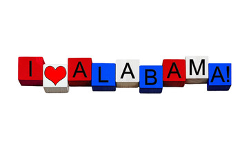 Wall Mural - I Love Alabama, sign for America, US states, travel. Isolated.