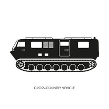 Silhouette Of The Cross-country Vehicle On A White Background. A